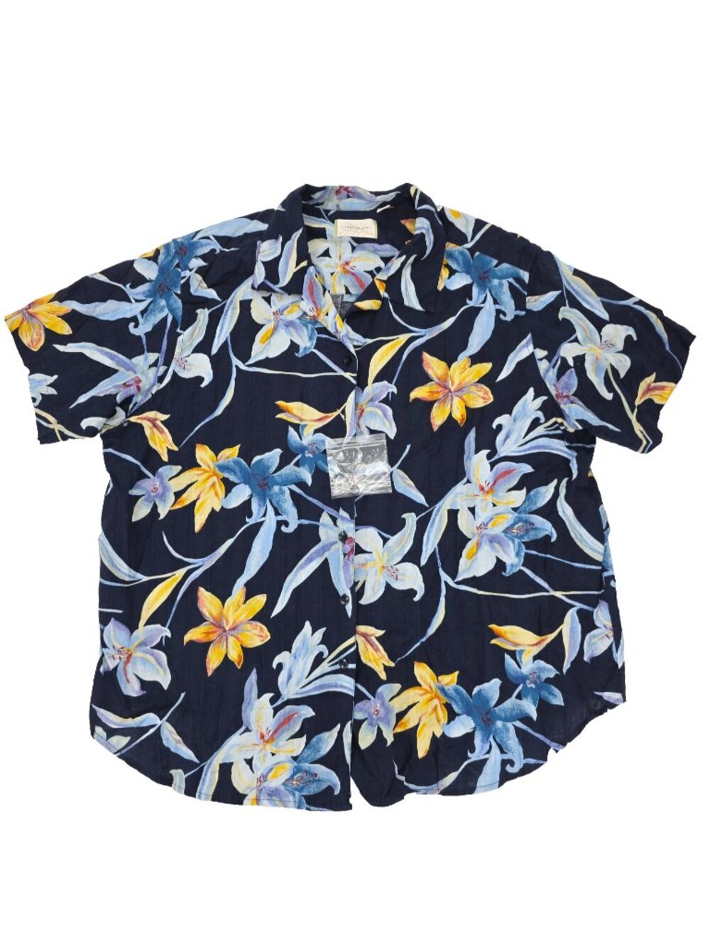 Capistrano Essentials Button Shirt Womens 26/28 Cotton Linen Blend Floral Hawaii